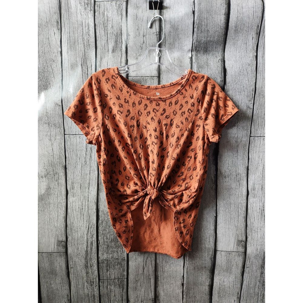 SO Burnt Orange Animal Print High Low Top‎